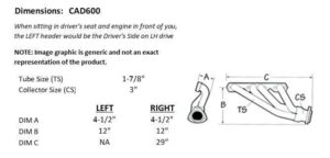 Sanderson CAD600 dimension graphic