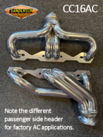 Sanderson CC16AC header set, showing different passenger side header for factory AC applications